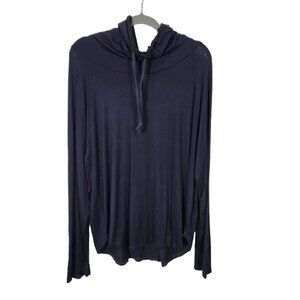 Shiela Rose Lightweight Jersey Funnel Neck Hoodie in Navy Blue‎ - Size 2X